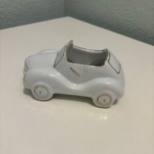 Vintage white ceramic car ashtray with gold detailing - unique! REDUCED!